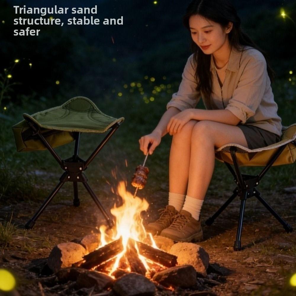 3-Legged Outdoor Folding Stool Foldable Fishing Chair Easy To Carry Camping Chair Garden