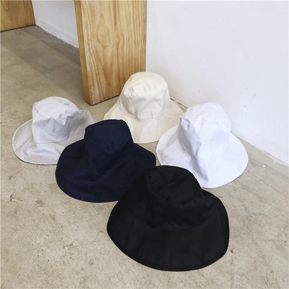 Women Summer Solid Color Large Edge Breathable UV Protection Fisherman Hats