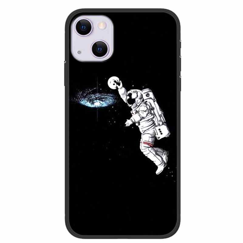 For iPhone 14/14 Plus Case Black Silicone Soft TPU Luxury Flower Animal Back Cover For iPhone 14/14 Plus New Shells for iPhone14