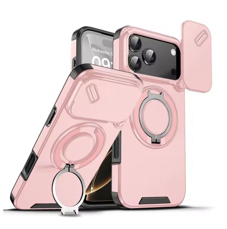 Ochranné pouzdro na telefon s magnetickým kroužkem a stojánkem, odolné proti nárazům, pro iPhone 17Air 17Pro 17 Pro Max, oranžové, s krytem na fotoaparát