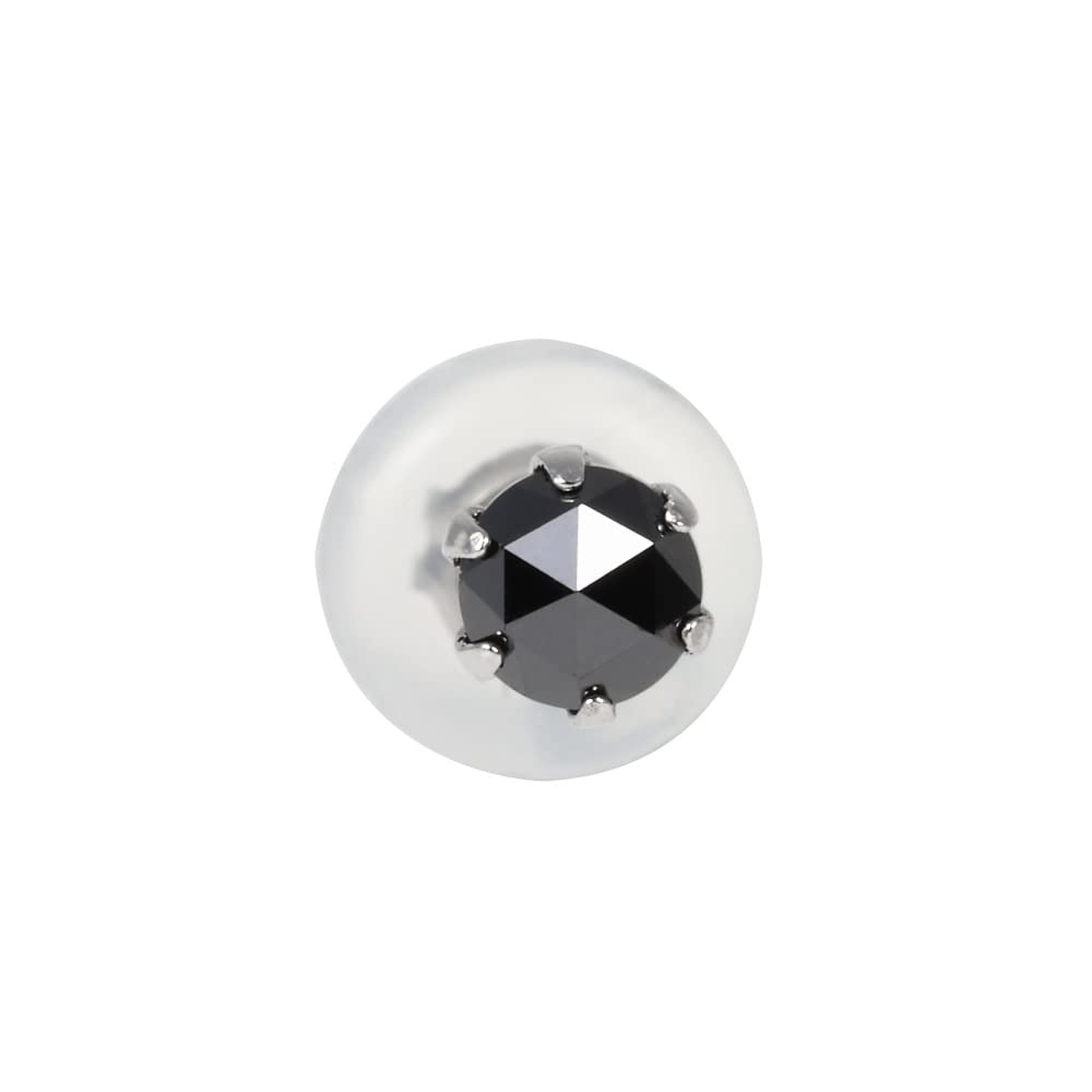 Goods Platinum Pt900 earrings with black single rose for men and one 1 piece [Happy Shop] diamonds, stone, 3mm, 0.09ct, cut, women, ear,