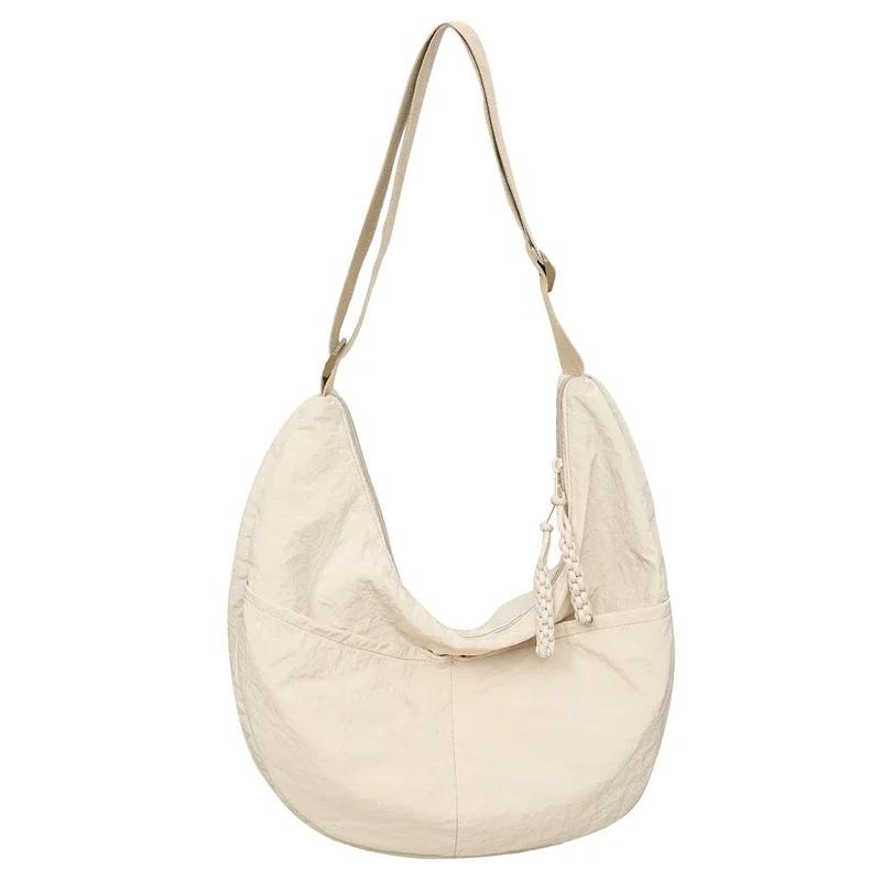 

Простые однотонные нейлоновые повседневные сумки через плечо на молнии для женщин, универсальные модные дорожные сумки