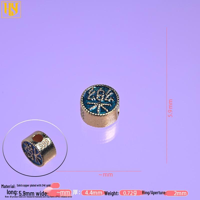 Cloisonné Peace & Joy Bracelet with Copper-Plated 24K Gold Spacers and Sand Gold Fu Character Pendants