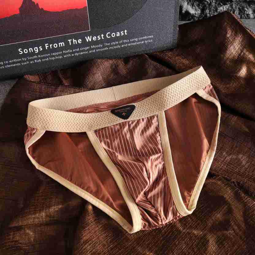 

Чоловічі смугасті труси-сліпи з льодяного шовку високої посадки 2025 3XL (Suitable for 155-185 jin)