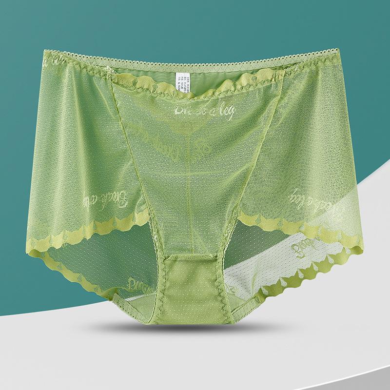 Große Größe Damen Sommer Dünn Modisch Spitze Netzgarn Transparent Bauchweg Hüfte Hohe Taille Dreieck Slips
