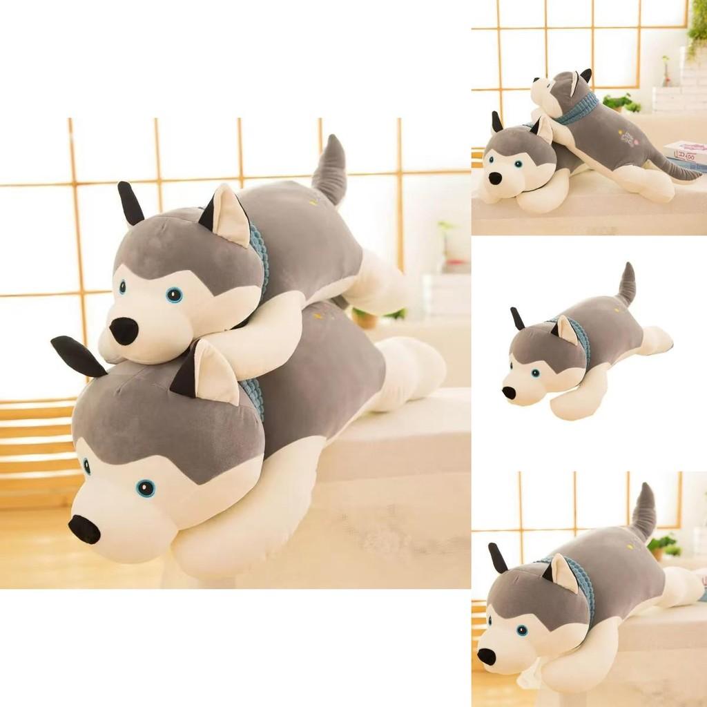 Cute Gray Lying Posture Husky Plush Doll Toy For Birthday Presents