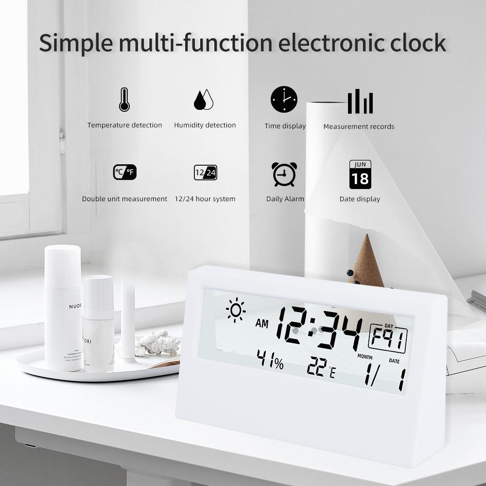 Multifunction LED Thermometer Thermo-Hygrometer Electronic Temperature Humidity Meter Weather Station for Home With Alarm Clock