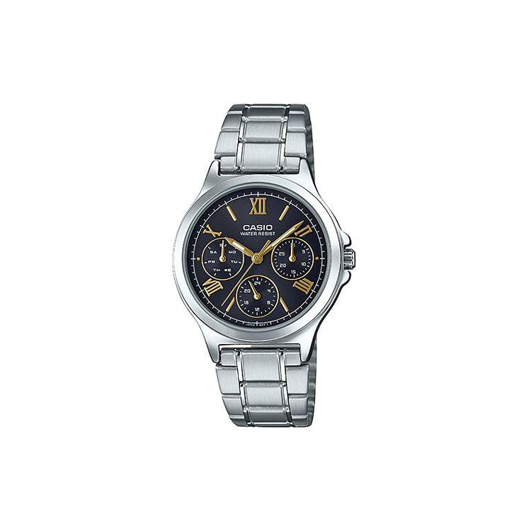 Casio Standard Series Couple Quartz Watch Unisex Watches Black LTP-V300D-1A2 Silver Strap