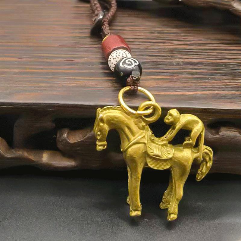 

Handmade Horse Gourd Pendant Car Keychain Five Emperors Money Key Chain Feng Shui Coins Solid Lucky Key Rings A4
