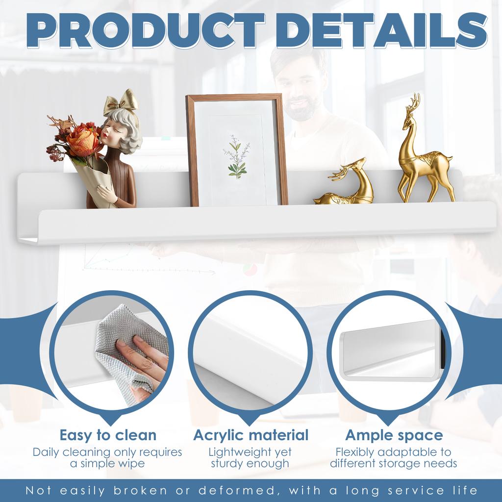 2/4Pcs Magnetic Book Shelf 16.93 Inch Reusable Acrylic Magnetic Shelf Holds 8.8 Lbs Multi-purpose Magnetic Holder for Classrooms