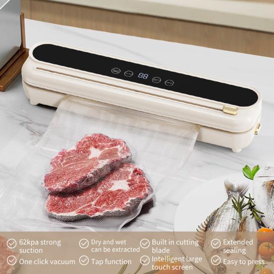 Vacuum Sealer Machine with Vacuum Seal Bags 62kPa Suction Power Easy to Operate Compact Automatic Sealing Machine Bag Sealer