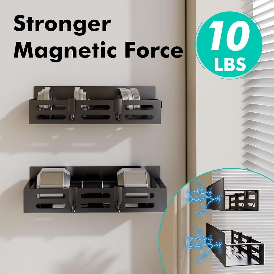 2 Pack Magnetic Spice Rack for Refrigerator Black Magnetic Shelf and Fridge Kitchen Cabinet Organizers Storage Seasoning Organi