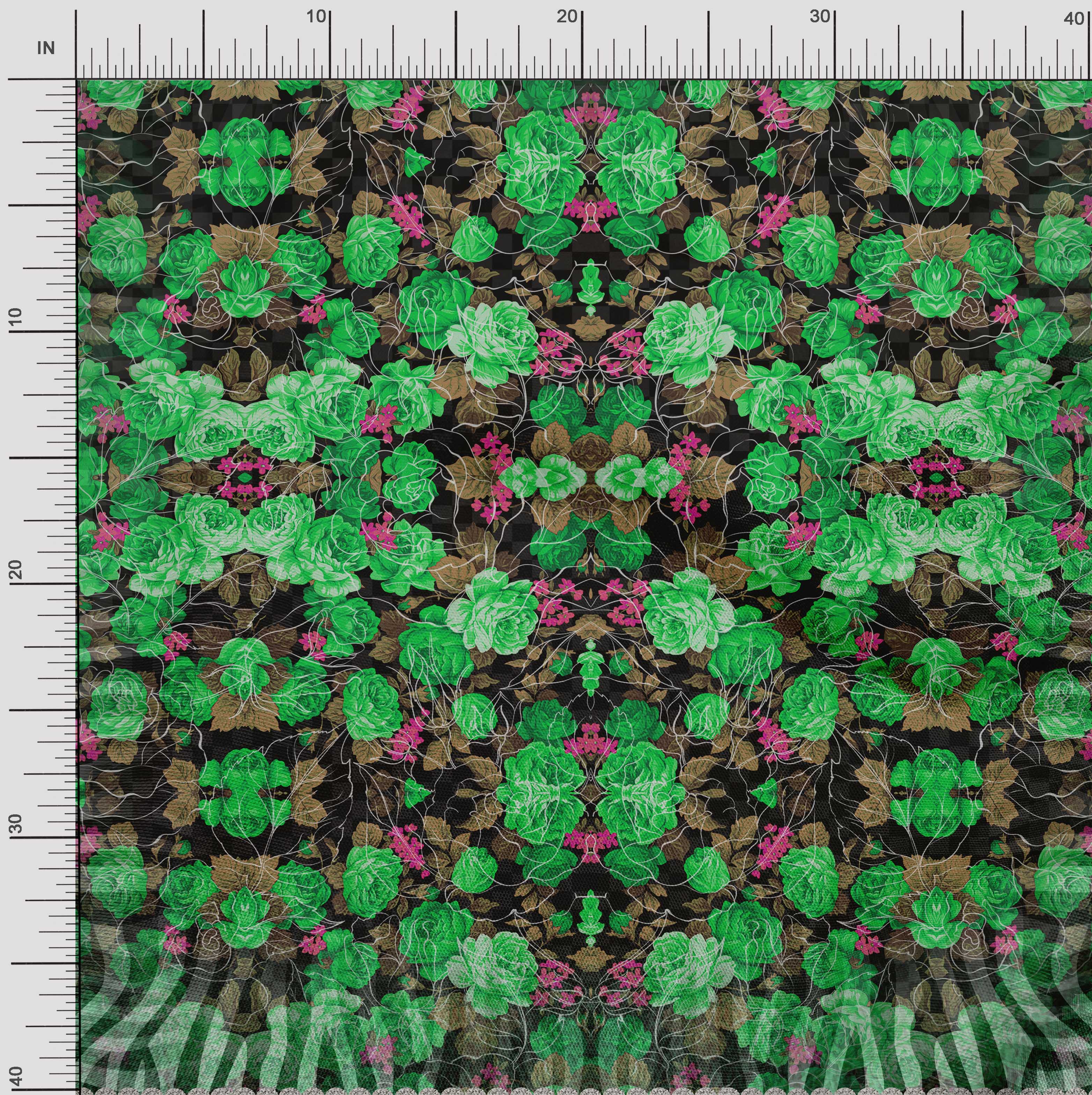 

Soimoi Japan Crepe Satin Fabric Leaves & Rose Panel Print Fabric by the metre 42 Inch 42 Inch Wide - Poly Crepe зелений