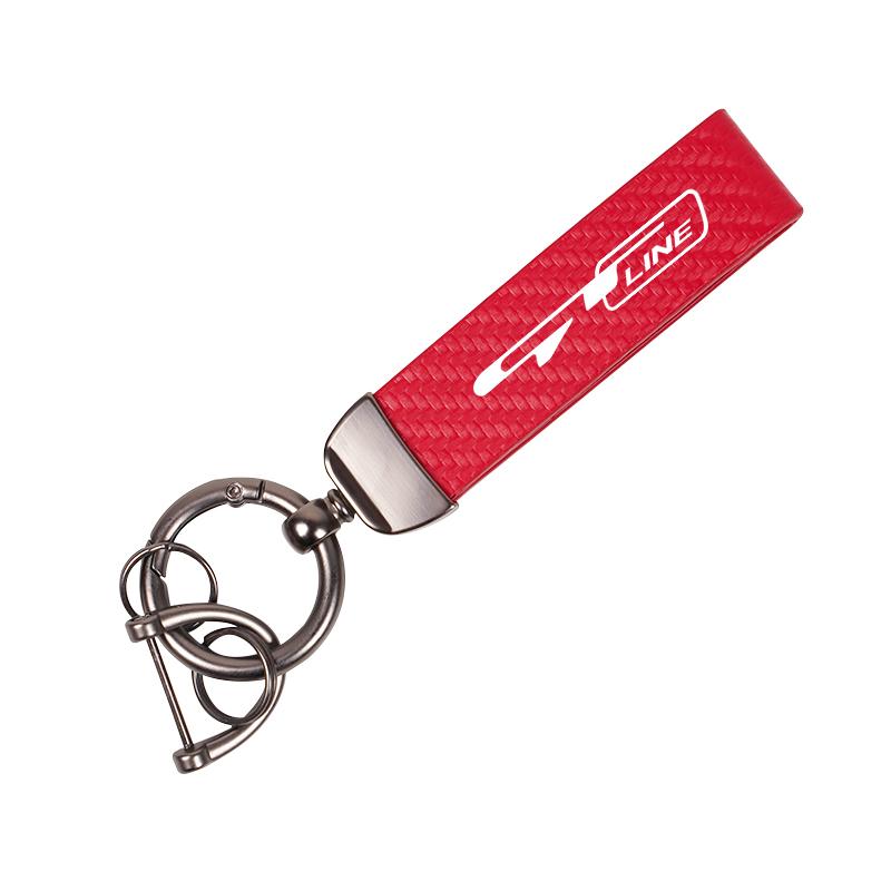 FCQP1 Carbon Fiber Leather Keyrings Car Keychain Accessories For Kia GT-Line Sportage Ceed Rio Picanto Sorento Soul Cerato Venga Forte