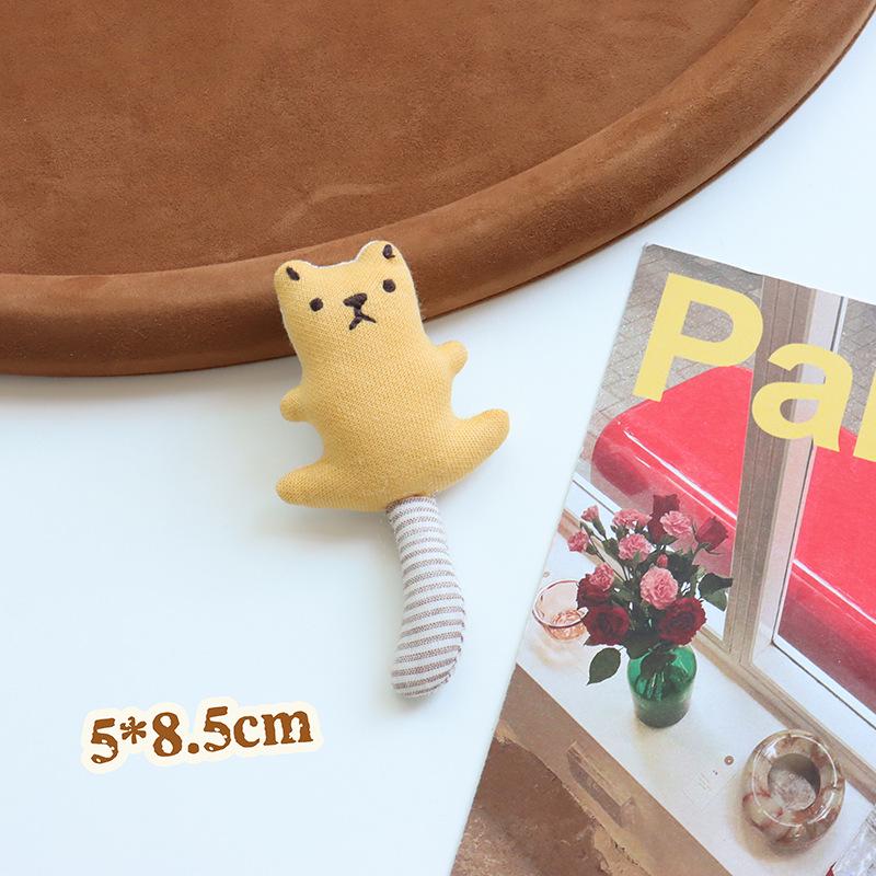 Korean Mori Series Floral Brooch: Handmade Cotton Linen with Apple, Mushroom, and Bear Design