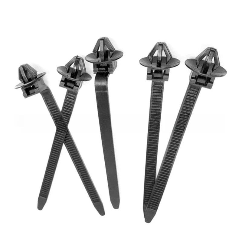 10/20Pcs Car Nylon Black Cable Ties Push Mount Wire Harness Fastener Cable Clamp Clips Ties Management Car Wire Organizers