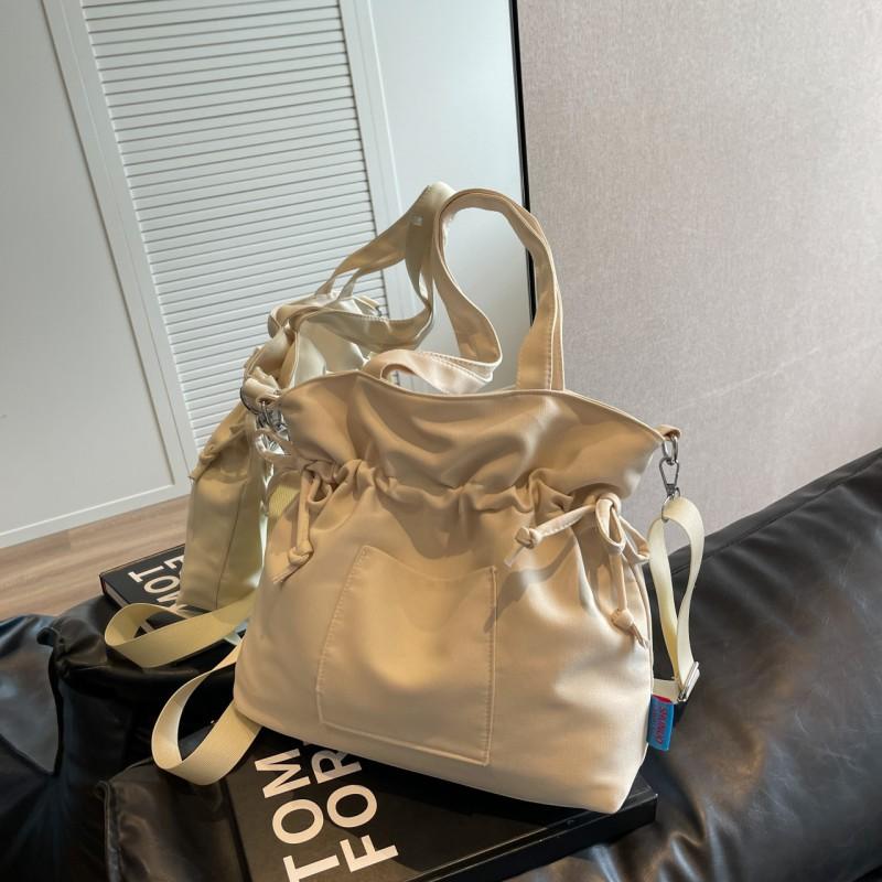 Commuting To Work Cross-border Large-capacity Cross-body Tote Bag Women's New Trendy Super Fire Drawstring Single-shoulder Canvas