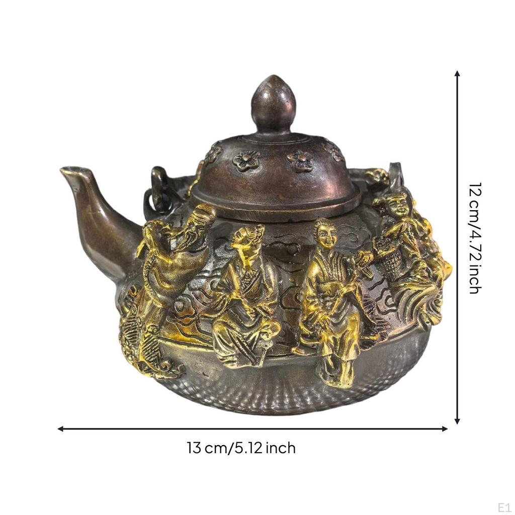 Teapot Ornament BronzeFinish Decorative AntiqueStyle Collectible for Collectors, Art