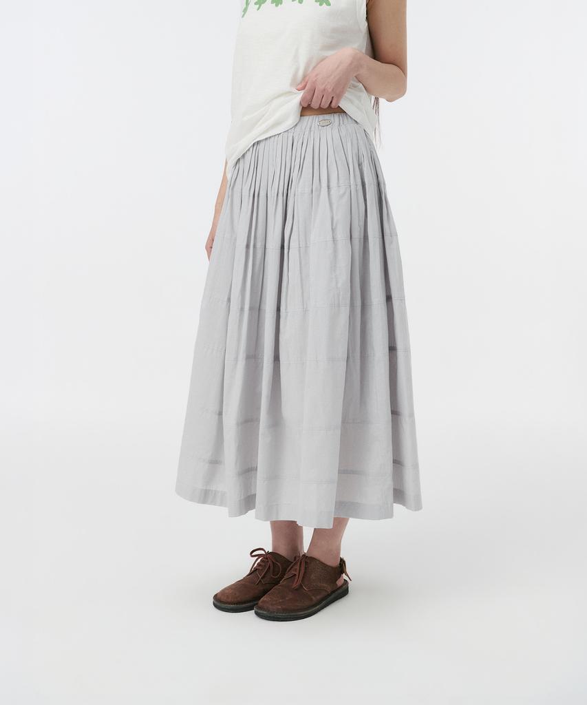 Ohesio Shirring Tiered Maxi Skirt, Gray