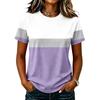 Women's Fashion Raglan Sleeve Crew Neck Casual Colorblock Print Short Sleeve Top Lightweight Soft Fabric Comfortable Fit