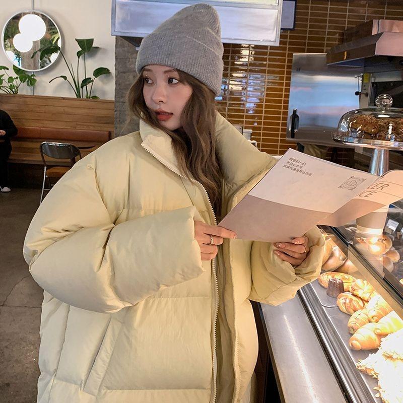 Winter Korean version thick down cotton jacket women's loose jacket over the knee cotton jacket medium long cotton jacket