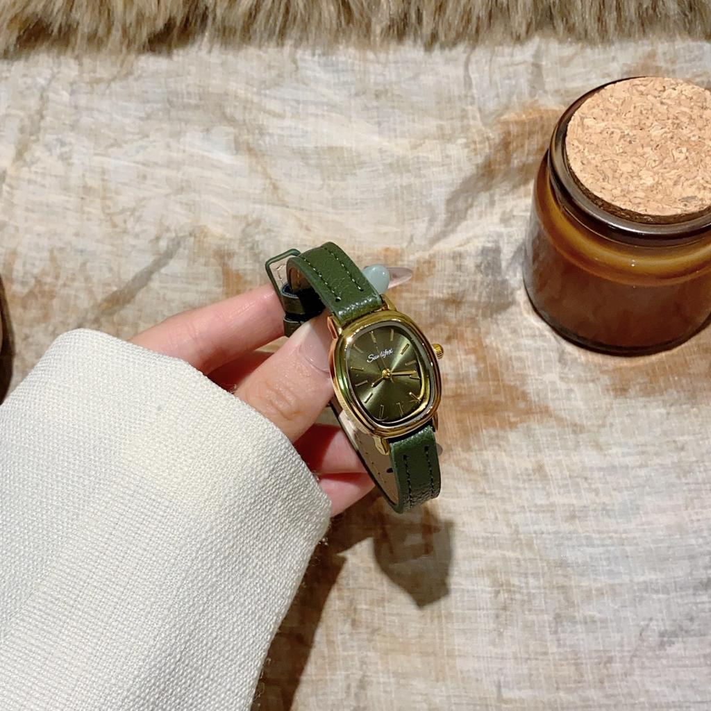 Sunlifex Simple Temperament Square Round Watch Women'S Literary Retro Mori Belt Student Workplace Quartz Watch