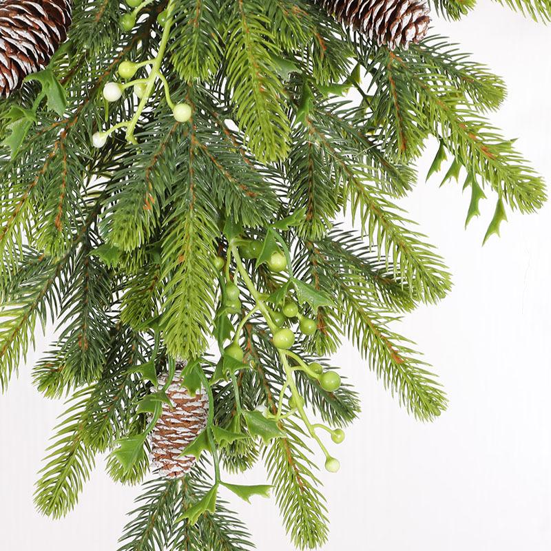 60Cm Christmas Wall Hanging Simulation Christmas Tree Window Door Wall Hanging Wreath Rattan Half Side Tree Wall Pendant