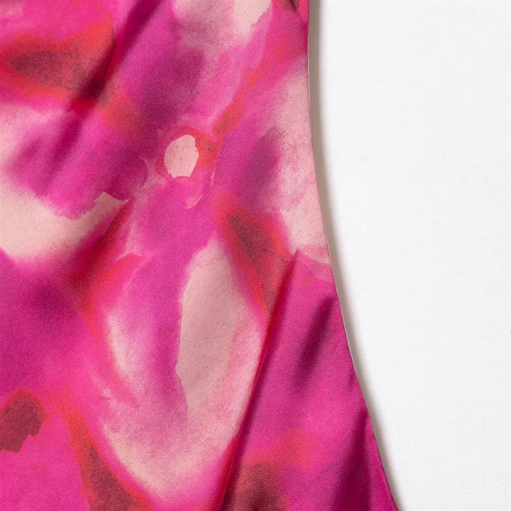 Spring/Summer 2025 Women's Tie-Dye Print Silk Satin Slim Fit Dress
