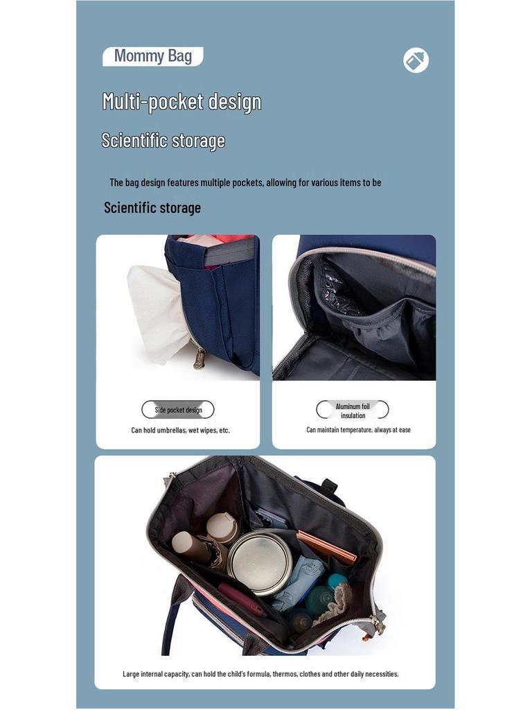 2025 Korean Style Mommy Backpack: Multifunctional Fashion Canvas Color Block Bag with Baby Bottle Holder