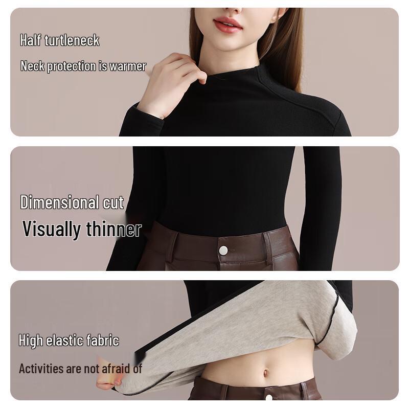 MIIOW Women's Goose Down, Cashmere & Silk Blend Warm Mock Neck Base Layer