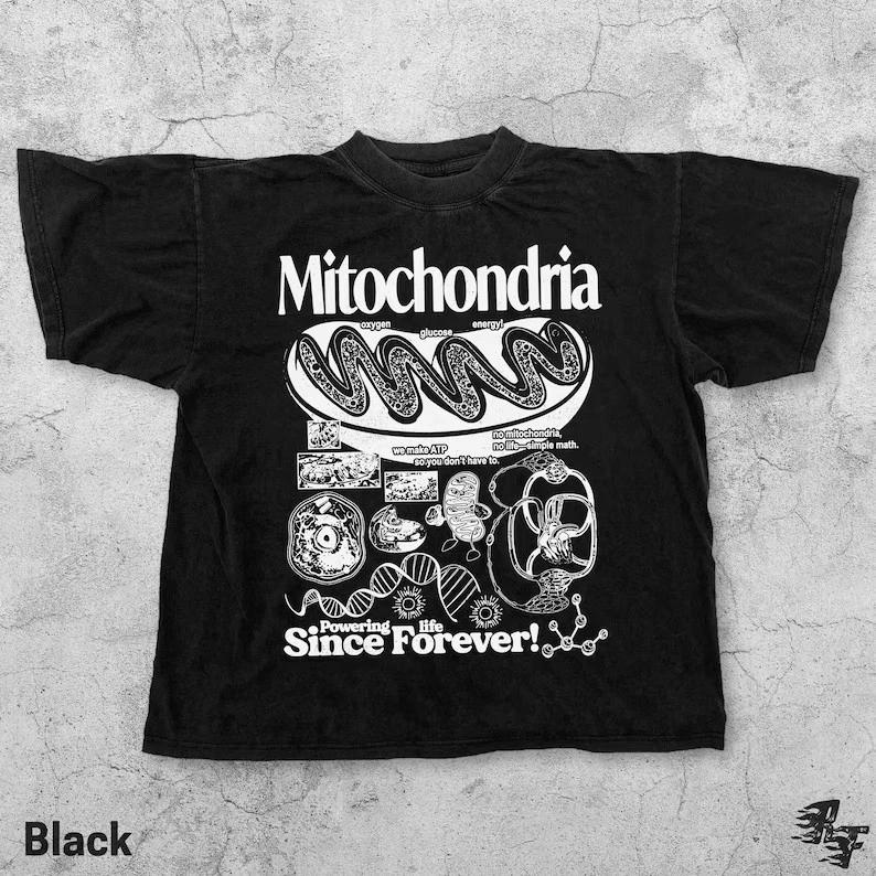 Mitochondria Vintage Science T-Shirt, Retro Biology Graphic Tee, L