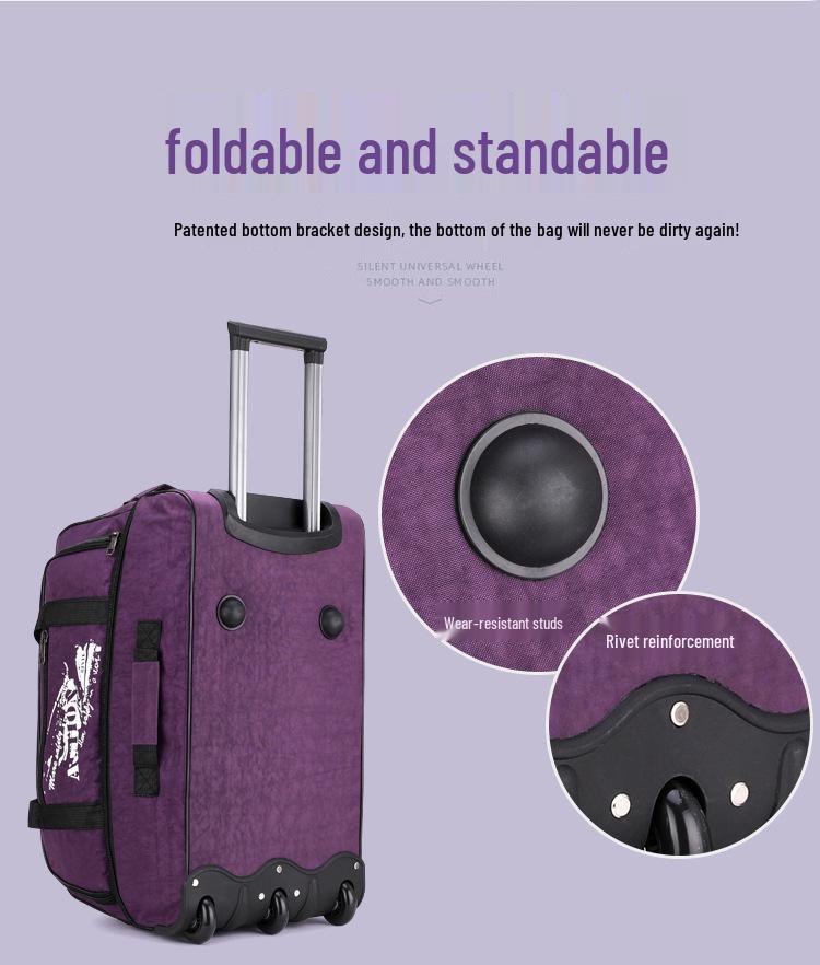 Expandable & Waterproof Oxford Cloth Rolling Duffle Bag - Large Capacity for Men, Women, Students; Foldable & Hand-Carry for Short Trips