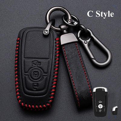 Skórzana obudowa kluczyka samochodowego 3 4 przyciski do Ford Explorer Mustang Fusion Escape F150 F250 F350 F450 F550 Ford Raptor 2020 2021
