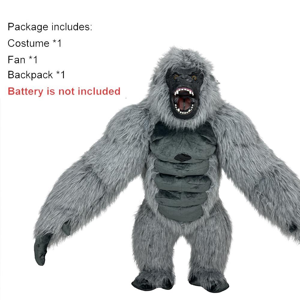 Adult Inflatable King Kong Costume Colorful Plush Gorilla Suit for Halloween Carnival Party Mascot Dress Up