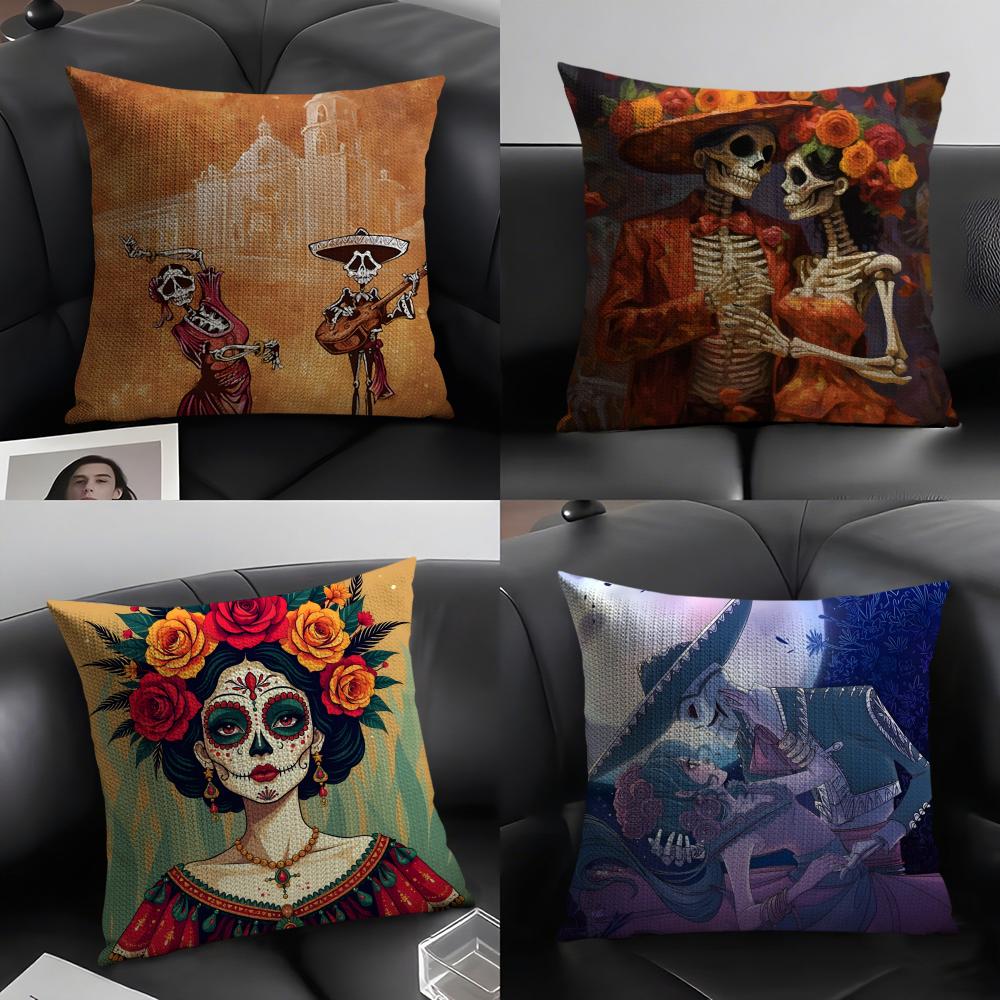 Festival Day of the Dead Art Pillow Case Linen Cushion Covers For Decorative Sofa Home Pillows Case Car Chair Pillows Cases