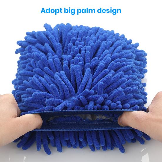 1 Pair Chenille Microfiber Car Wash Mitt Scratch Lint Free Double-sided Cleaning Strong Water