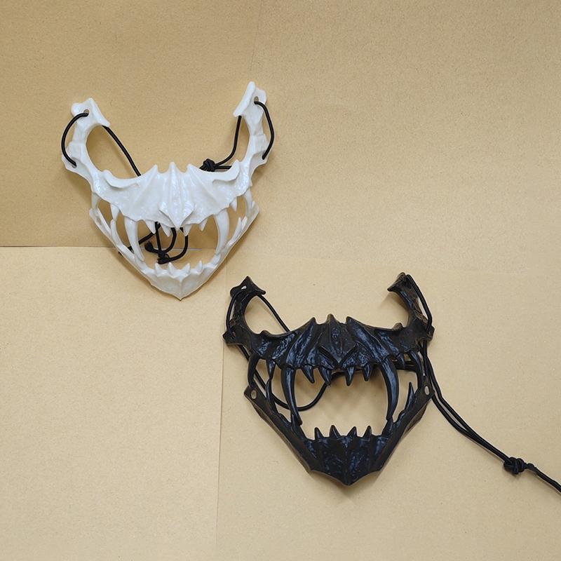 Party Skull Mask Long Teeth Demon Skeleton Half Face Mask Wolf Dragon Tiger Houjuu Nue Mask Cosplay Halloween Costume Props