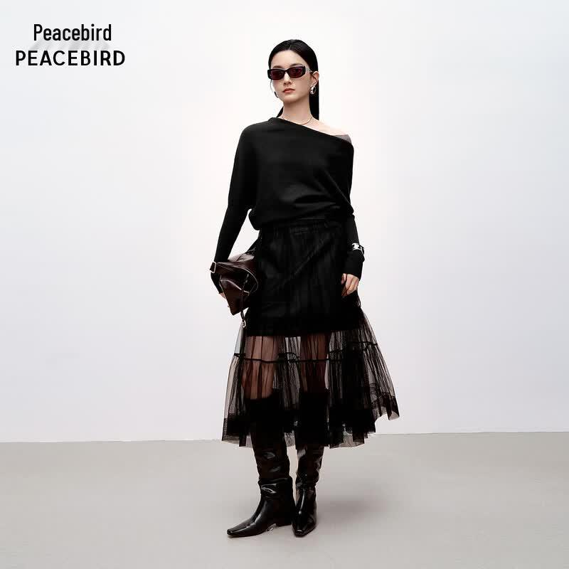 Peacebird Women s Asymmetric Shoulder Tiered Ceremonial Dress L