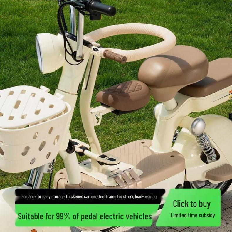 Universal Front-Mounted Electric Bicycle Safety Seat for Children – Foldable Design