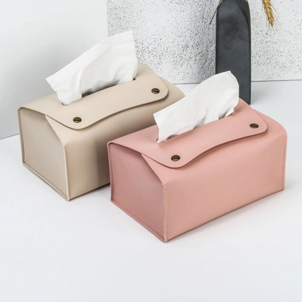 Household Pu Leather Tissue Box, Desktop Decoration, Suitable for Dining Room, Living Room, Kitchen, Tissue Storage Box