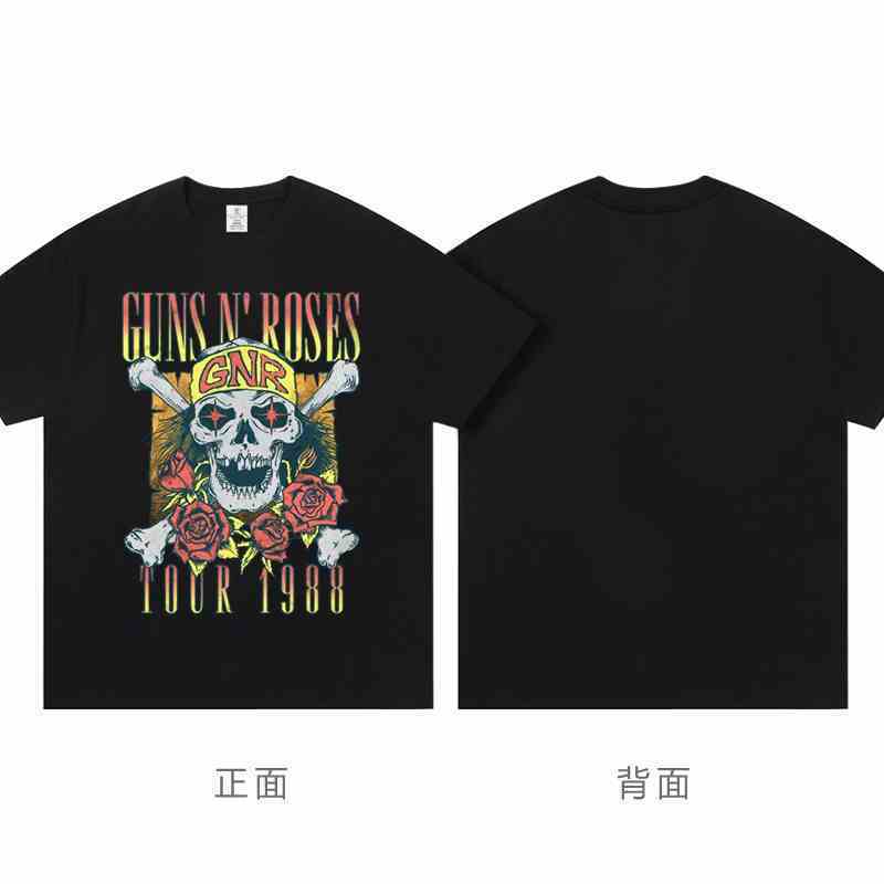 Guns N Roses Hip Hop Summer Street Rap Sports Street Dance Casual Fitness Men's Short Sleeve T-shirt Top Girls' T-shirt Harajuku