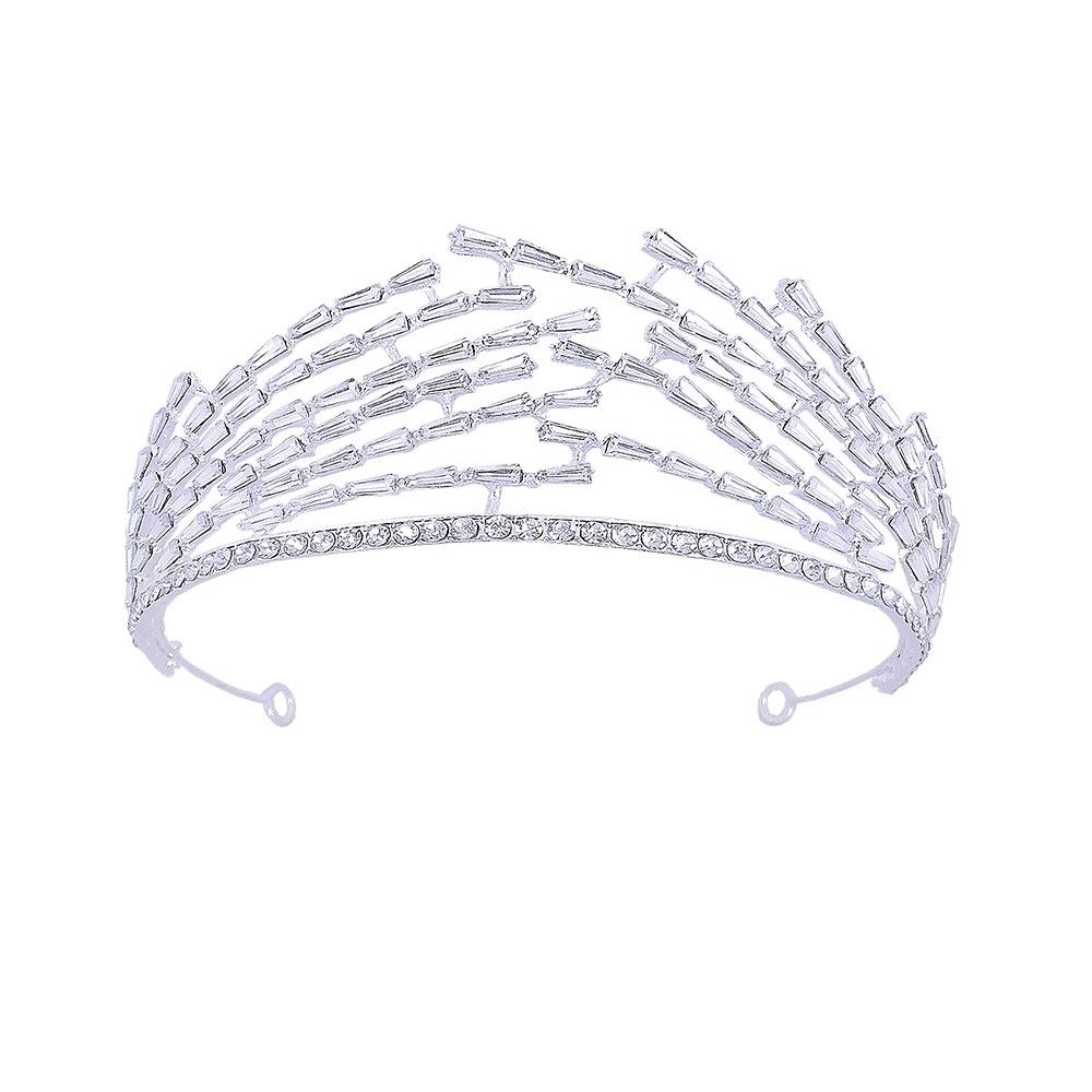 

European Style Bride Wedding White Gauze Crown T Diamond Alloy Baroque Wedding Dress Korean Style Photo Shoot Adult Crown