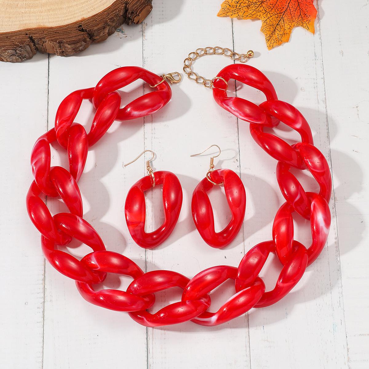 

Преувеличенный акриловый воротник-цепочка серьги ожерелье для женщин Boho Rock ювелирные изделия Подарки