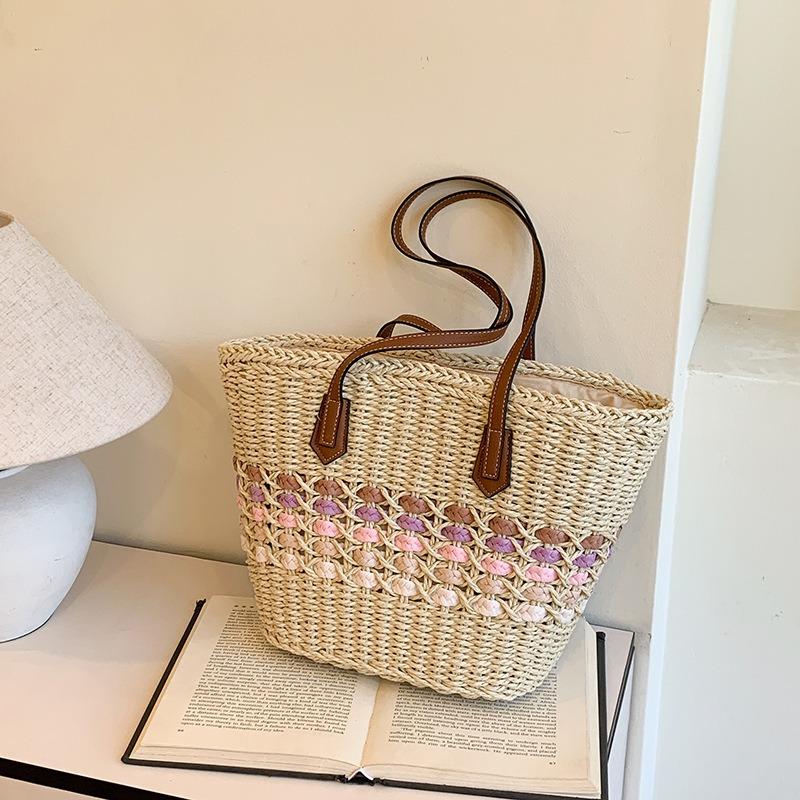 Straw Bag High-end Woven Bag Women's Large-capacity New Beach Underarm Vegetable Basket Commuter Tote Bag