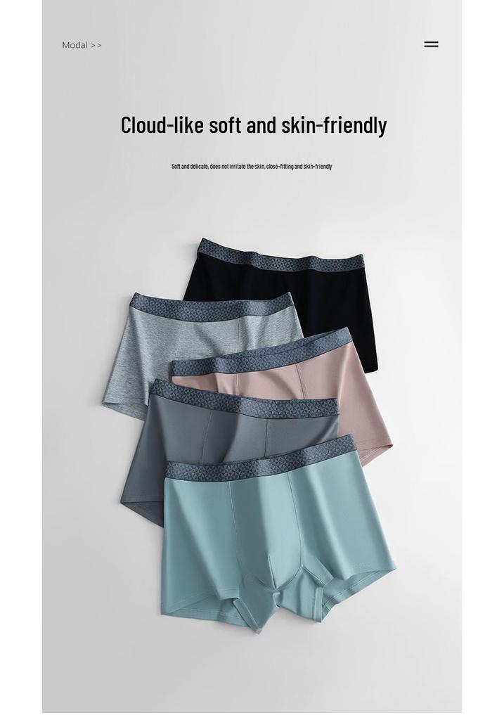 Men's Combed Cotton Antibacterial Breathable Boxer Briefs with Pure Cotton Crotch