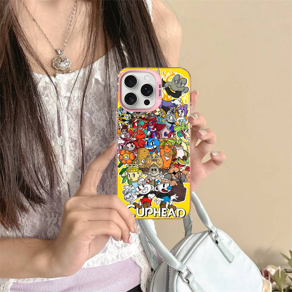 Anime Cuphead Cartoon Phone Case For IPhone 16 15 14 13 12 11 17 Pro MAX Plus Pro Matte Shockproof Cover