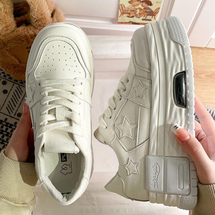 Thick-soled Star Muffin Casual Shoes Women's Spring and Summer New Small Man Height Increase Versatile White Shoe Board