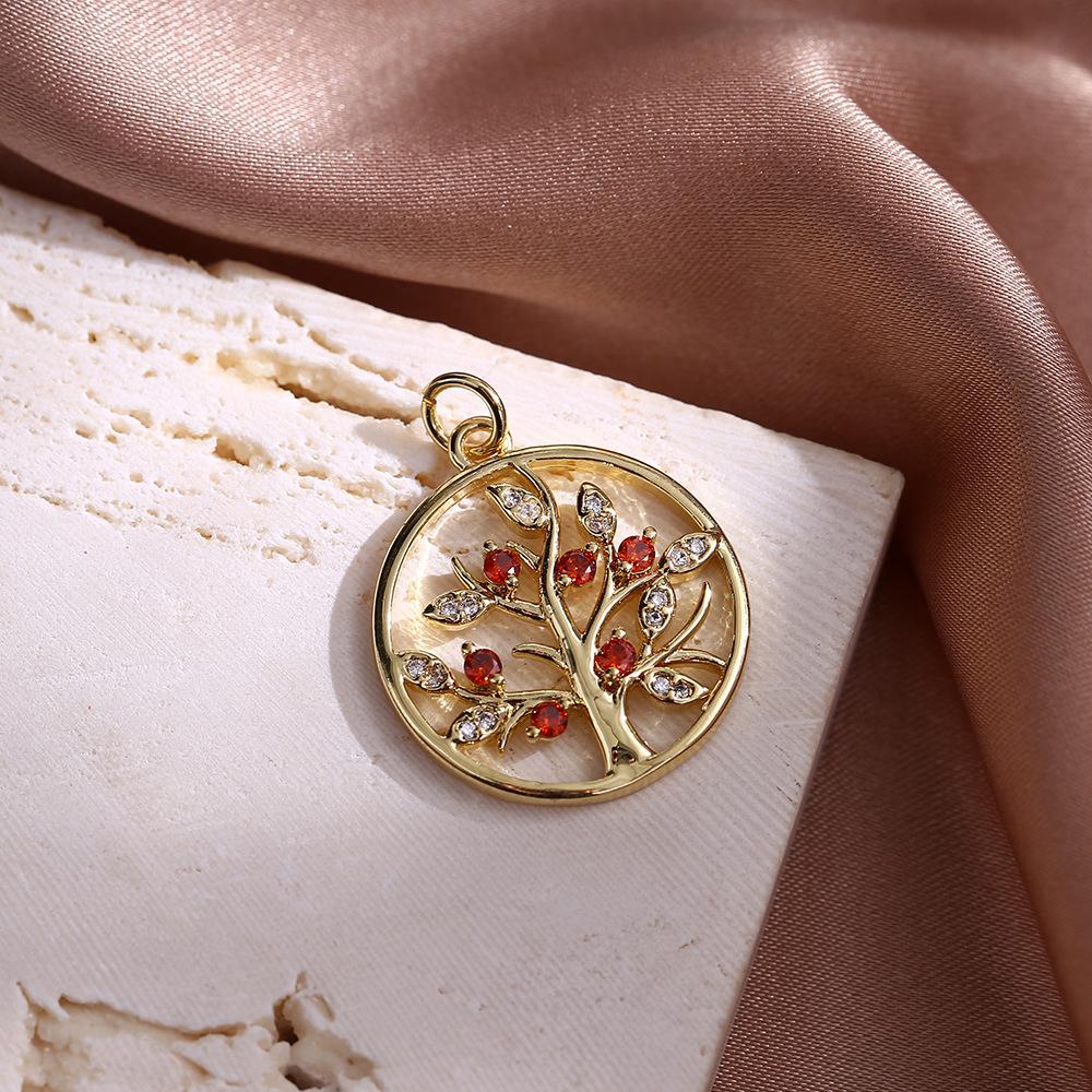 Metal Hollow Pendant Diy Life Tree Inlaid Opal Pendant Pendant Women'S Necklace Accessories Material