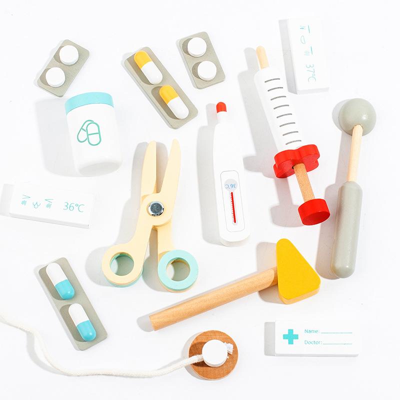 

Деревянный игровой набор «Маленький доктор», имитация домика, детская медицинская сумка для инъекций, игра «медсестра»