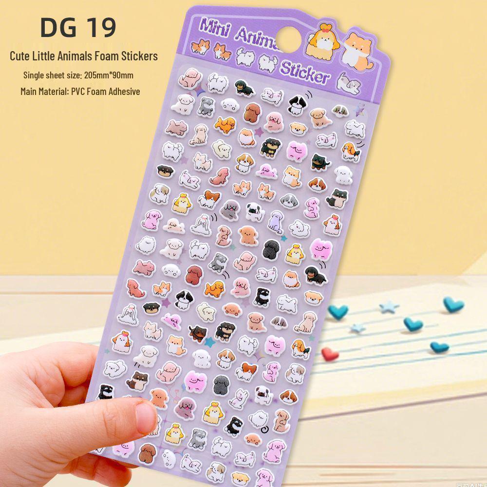 Educational 3D Cartoon Animal Foam Stickers - Cute Cat, Puppy & Panda